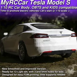 MyRCCar 1/10 Tesla Model-S RC Car Body revisited. Smoothed and detailed
