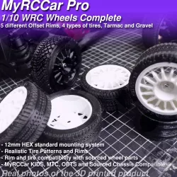 MyRCCar WRC Wheels 1/10 Complete, 5 Rims, 4 tires On-Road RC Car Wheels