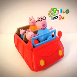 PEPPA PIG CAR WITH ARTICULATED DADDY PIG AND MOMMY PIG