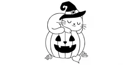 pumpkin with cat HALLOWEEN