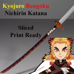 Rengoku Nichirin Katana -- Demon - Slayer -- Sliced Print Ready