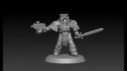 Siege-armor terminator with combi-boltgun and energy sword - PRESUPPORTED