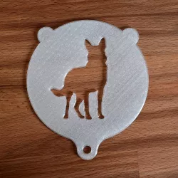 Stencil for latte or cappuccino, motif: shepherd dog