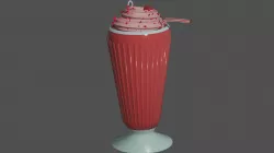 Strawberry milkshake keychain