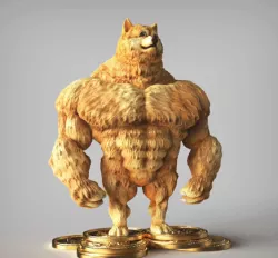 SWOLE DOGE MEME-Shiba Inu -yellow muscles dog - dogecoin