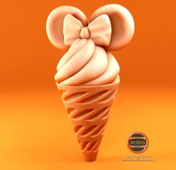 Waffle cone in Minnie Mouse style