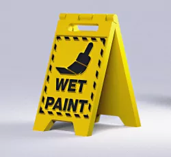 WET PAINT - caution sign print in place