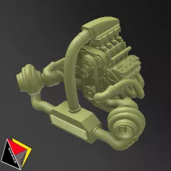 1/64 Scale Engine 406 LS V8 Twin Turbo for Hot Wheels Straight Pipes