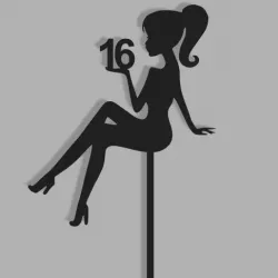 16th Birthday Girl Silhouette Cake Topper