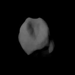 253 Mathilde with known topography scaled one in one million