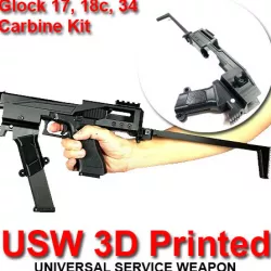Airsoft KSC WE Tokyo Marui Clones Glock 17 Glock 18c Glock 34 Gen 3 Gen 4 Carbine Brace USW Kit With Folding Stock