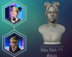 Billie Eilish portrait sculpture 1 3D print model