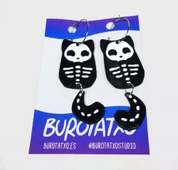 Cat Skeleton Earrings