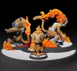 Chimchar Infernape Monferno 3 IN 1 PACK - EVOLUTION - FAN ART - POKÉMON FIGURINE