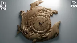 Dolphins Clock - 3D STL file for CNC