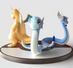 Dratini , Dragonair , Dragonite evolution - FAN ART - POKÉMON FIGURINE
