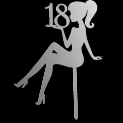 Happy 18th Birthday Girl Silhouette Cake Topper