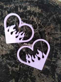 Heart in flames earrings