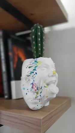 human face stylized pot