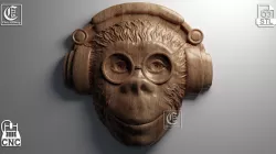 Monkey with Headphones - 3D STL Files for CNC