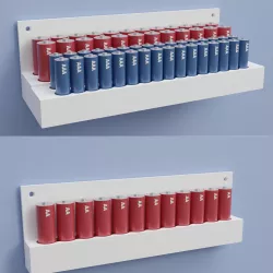 Pack of 8 battery wall mount shelf holder for AA and AAA batteries