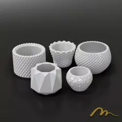 Set of 5 models Geometric 3D Printed Pot