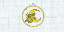 Sunflower and new moon, crescent moon outline, celestial talisman, flowers and moon wall art decor, pendant, talisman, key chain