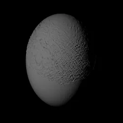 Umbriel with approximate topography scaled one in ten million