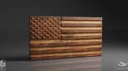 USA Flag - CNC Files For Wood, 3D STL Model