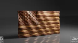 USA Wavy Flag - CNC Files For Wood, 3D STL Model