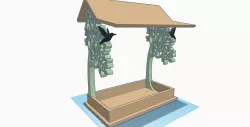 Bird House Feeder - rustic look, trees silhouettes and birds decoration