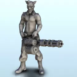 Clown with mini-gun 2 (+ supported version) - Post-Apo Zombies universe 15mm 20mm 28mm 32mm 42mm