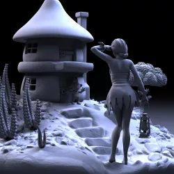 Fairy and smurf diorama