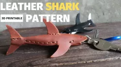 "leather" Shark keychain