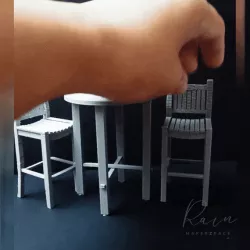 Mini Bar Stool, Outdoor Mini Furniture, Pottery Barn-inspired Acacia Barstool For 1:12 Dollhouse, Dollhouse Garden Furniture
