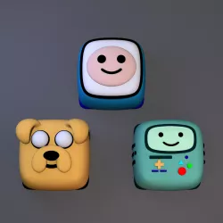 PACK 3 KEYCAPS OF BMO KEYCAP, FINN KEYCAP, JAKE KEYCAP - DIGITAL FILES FOR 3D PRINTING - KEYCAP FOR MECHANICAL KEYBOARD