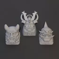 Pack 3 Keycaps of Samurai Keycap, Ogre Keycap, Oni Keycap - DIGITAL FILES FOR 3D PRINTING - KEYCAP FOR MECHANICAL KEYBOARD