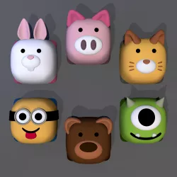 PACK KEYCAPS OF CUBE ANIMAL - DIGITAL FILES FOR 3D PRINTING - KEYCAP FOR MECHANICAL KEYBOARD