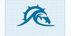 Sea logo, sun, water and dolphin silhouettes, travel, holiday, wall decoration