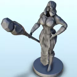 Sexy female warriori with bludgeon and armour 8 - Sci-Fi Science-Fiction 40k 30k
