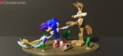 Sonic , Wile E. Coyote And The Road Runner - Looney Tunes 3D PRINTING MODEL STL
