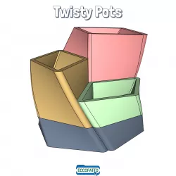 TWISTY POTS - set of 3 different height pots + water base tank