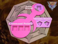BATTLE ROUND TRACKER, NEW! 40K, 9TH EDITION, WARHAMMER 40000 SLAANESH STYLE