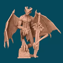 Gargoyle, a stone warrior - dnd miniature [presupported]