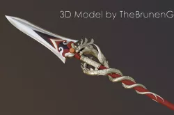 Genshin Impact cosplay Dragons Bane Spear 3D print model