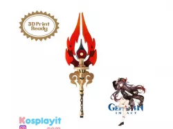 Genshin Impact - Staff of Homa Digital 3D Model - File Divided for facilitated 3D Printing - Genshin Impact Cosplay - Hu Tao Spear