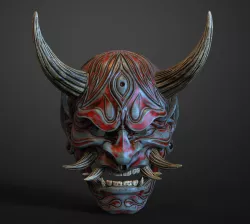 Japanese Hannya Mask Oni Demon Mask Samurai Mask 3D print model