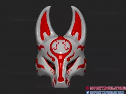 Japanese Kitsune Fox Mask Demon Cosplay STL File