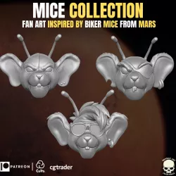 Mice collection fan art heads inspired by Biker Mice From Marss