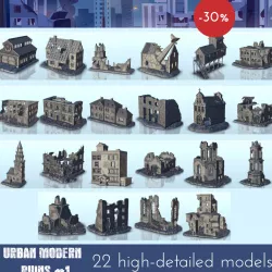 Modern ruins pack No. 1 - Flames of war Bolt Action WW2 Modern